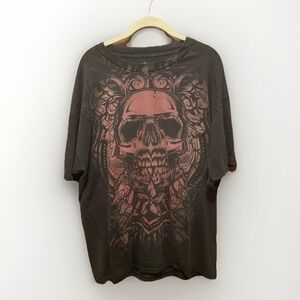 Vintage MMA Elite Red Skull Big Print‎ Mallcore Grunge Shirt XL Y2K
